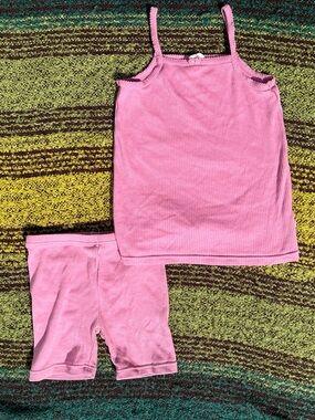 Jamie Kay Pink Ribbed Tank & Bike Short Set
